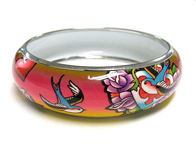 Bird tattoo picture metal round bangle