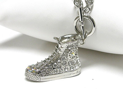 Crystal large basketball shoe pendant  necklace