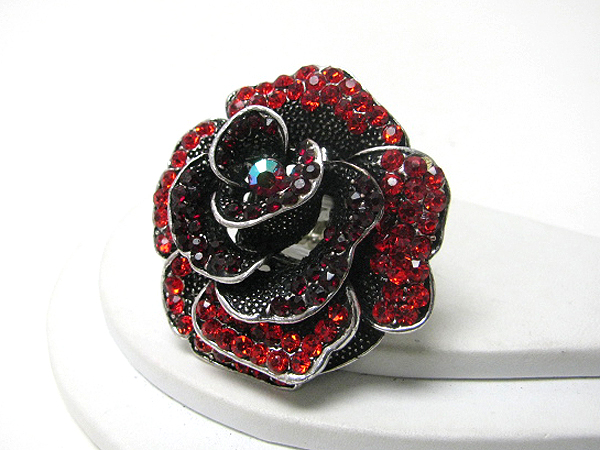 Crystal stud rose ring