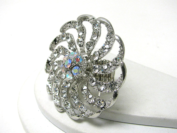 Crystal stud large flower stretch ring