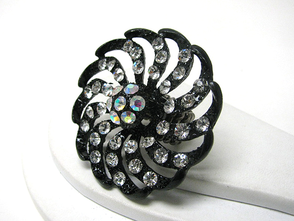 Crystal stud large flower stretch ring