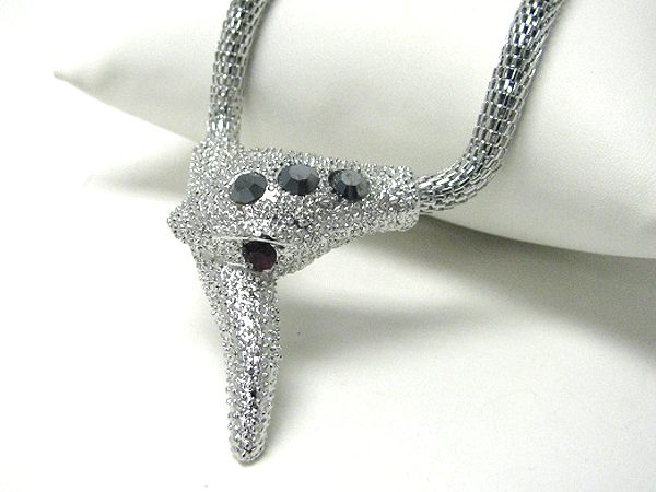 Crystal deco snake head and tail snake chain necklace