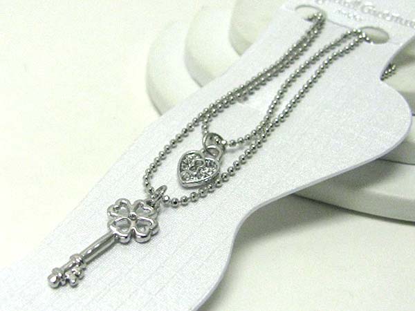 Crystal deco heart lock and key anklet