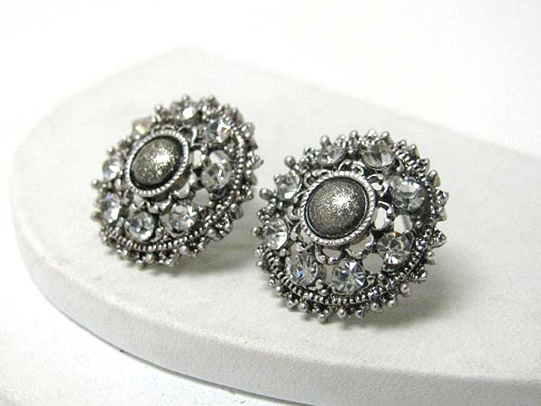 Crystal deco round earrings