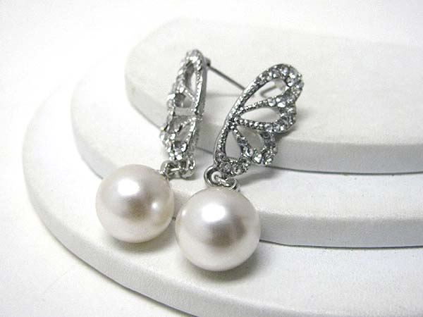 Crystal deco pearl drop earrings