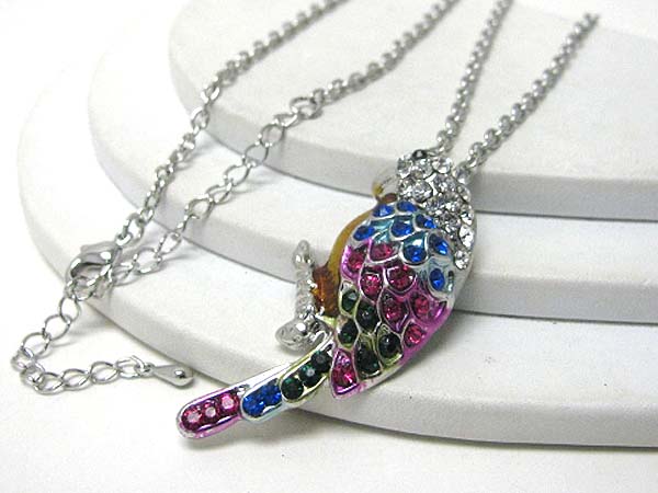 Crystal deco parrot necklace