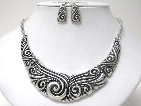 Architectural artistic metal casting half chocker necklace earring set