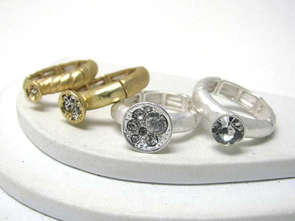 Crystal deco 4 stackable and stretch rings set