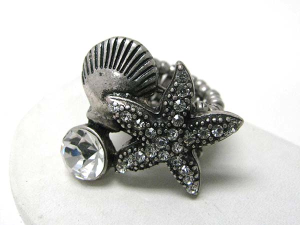 Crystal accent sea life theme stretch ring