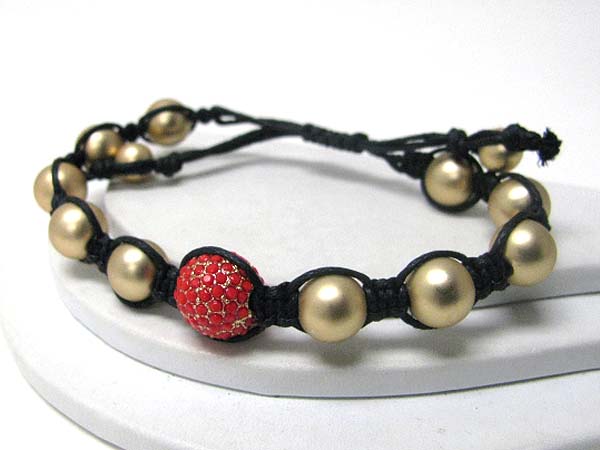 Crystal ball and sliding cord bracelet