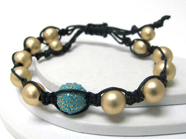 Crystal ball and sliding cord bracelet