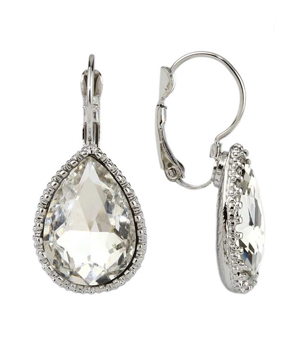 Crystal teardrop clip earrings