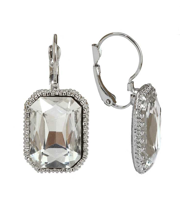 Crystal oval  clip earrings