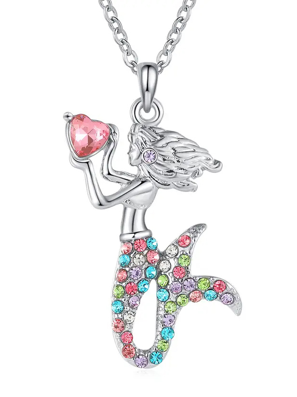 Sealife theme pendant necklace - mermaid and heart