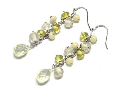 Multi beads linear drop earring