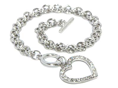 Crystal heart toggle bracelet