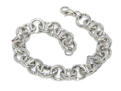 Crystal heart link chain bracelet