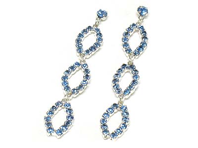 Rhinestone triple oval linked earring