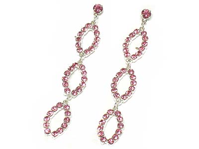 Rhinestone triple oval linked earring 