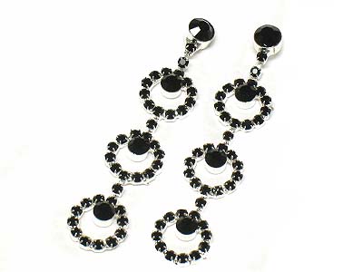 Rhinestone tripe round dangle earring 