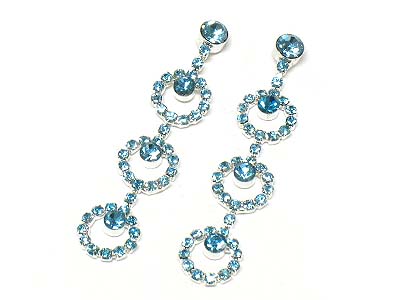 Rhinestone tripe round dangle earring 