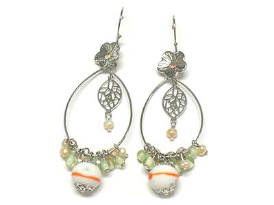 Semi precious stone drop and  drop earring 