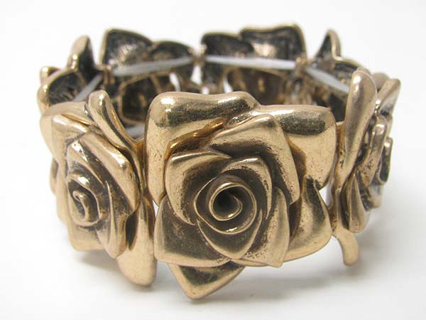 Metal flower link stretch bracelet