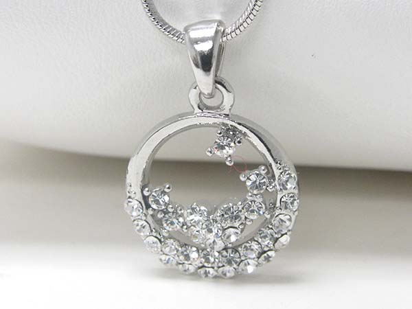 Made in korea whitegold plating crystal bubble round pendant necklace