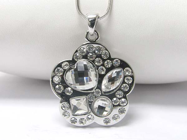 Made in korea whitegold plating crystal bubble flower shape pendant necklace