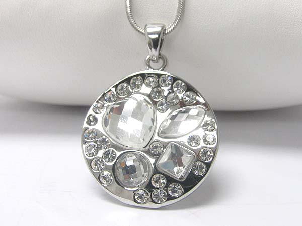 Made in korea whitegold plating crystal bubble round shape pendant necklace