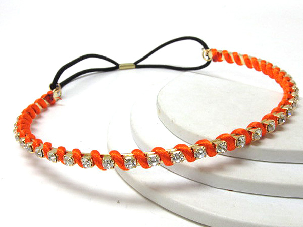 Crystal line metal with colorful fashion cord headband