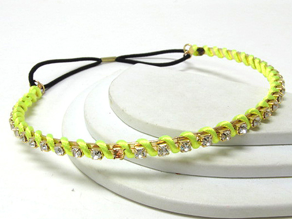 Crystal line metal with colorful fashion cord headband