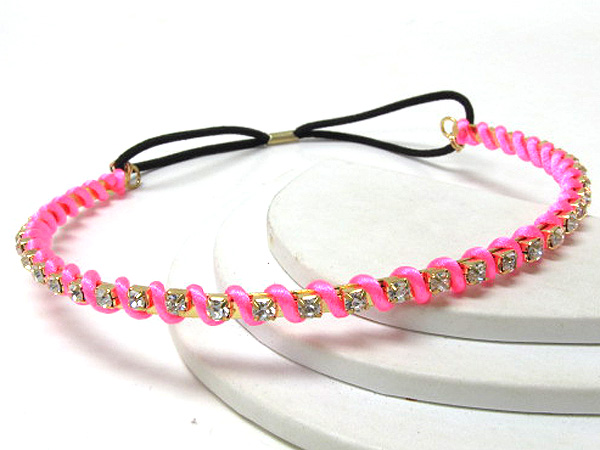 Crystal line metal with colorful fashion cord headband