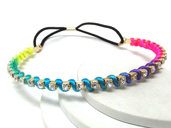 Crystal line metal with colorful fashion cord headband