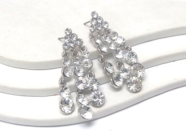 Multi crystal line patern tails drop earring