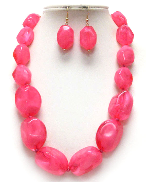 Natural shape acrylic ball link necklace earring set