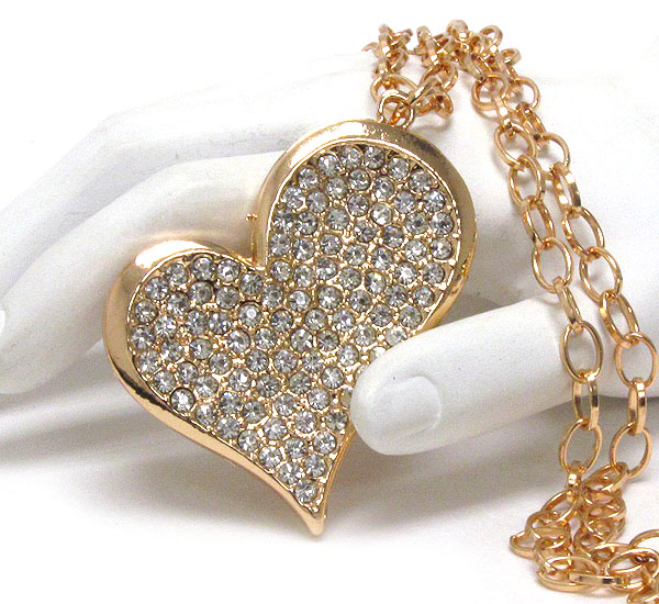 Crystal pave heart pendant necklace