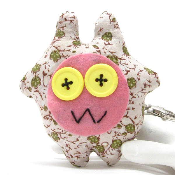 Fabric and button bunny key chain