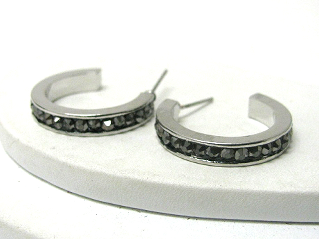 20 mm crystal stud small hoop earring - hoops