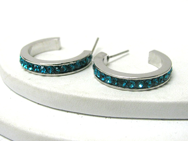 20 mm crystal stud small hoop earring - hoops