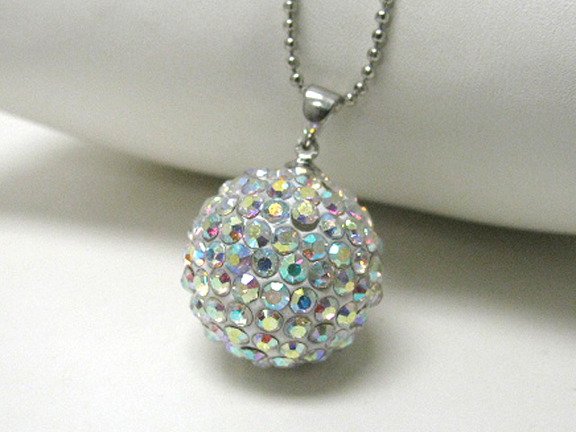 Crystal stud 23x23 mm ball pendant necklace