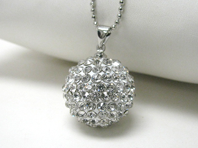 Crystal stud 23x23 mm ball pendant necklace