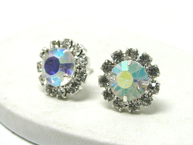 Crystal and rhinestone stud earring