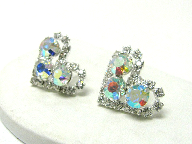 Crystal and rhinestone heart earring