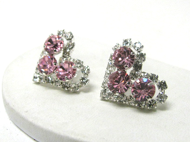 Crystal and rhinestone heart earring