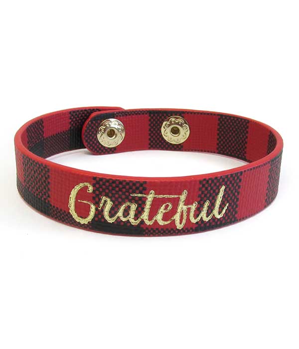 Religious theme leatherette bracelet - grateful