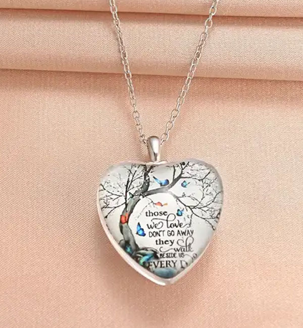 Heart memorial pendant with inspirational quote