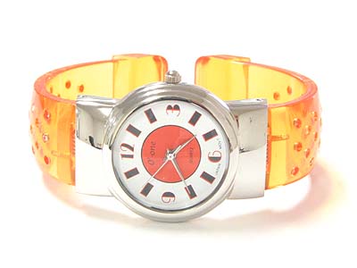 Special price - crystal on acryl band cuff bangle watch