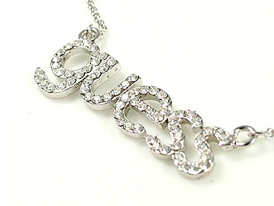 Made in korea whitegold plating designer style guess crystal necklace