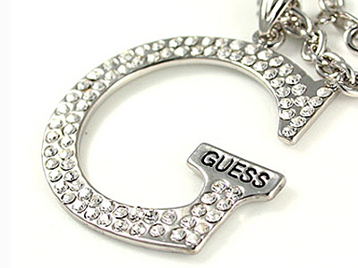 Made in korea whitegold plating  desinger inspired crystal letter g necklace ( large )